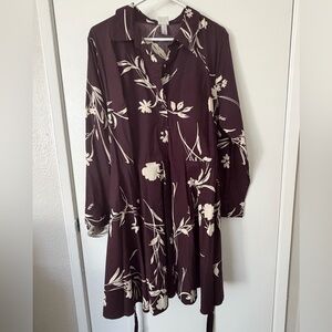 a new day Burgundy Floral Long Sleeve Dress